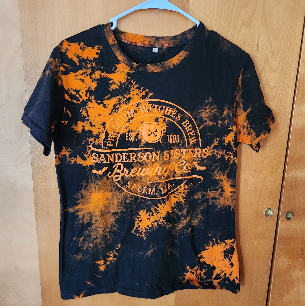 Halloween Sanderson Sisters Tie-Dye T-Shirt Black & Orange Size L